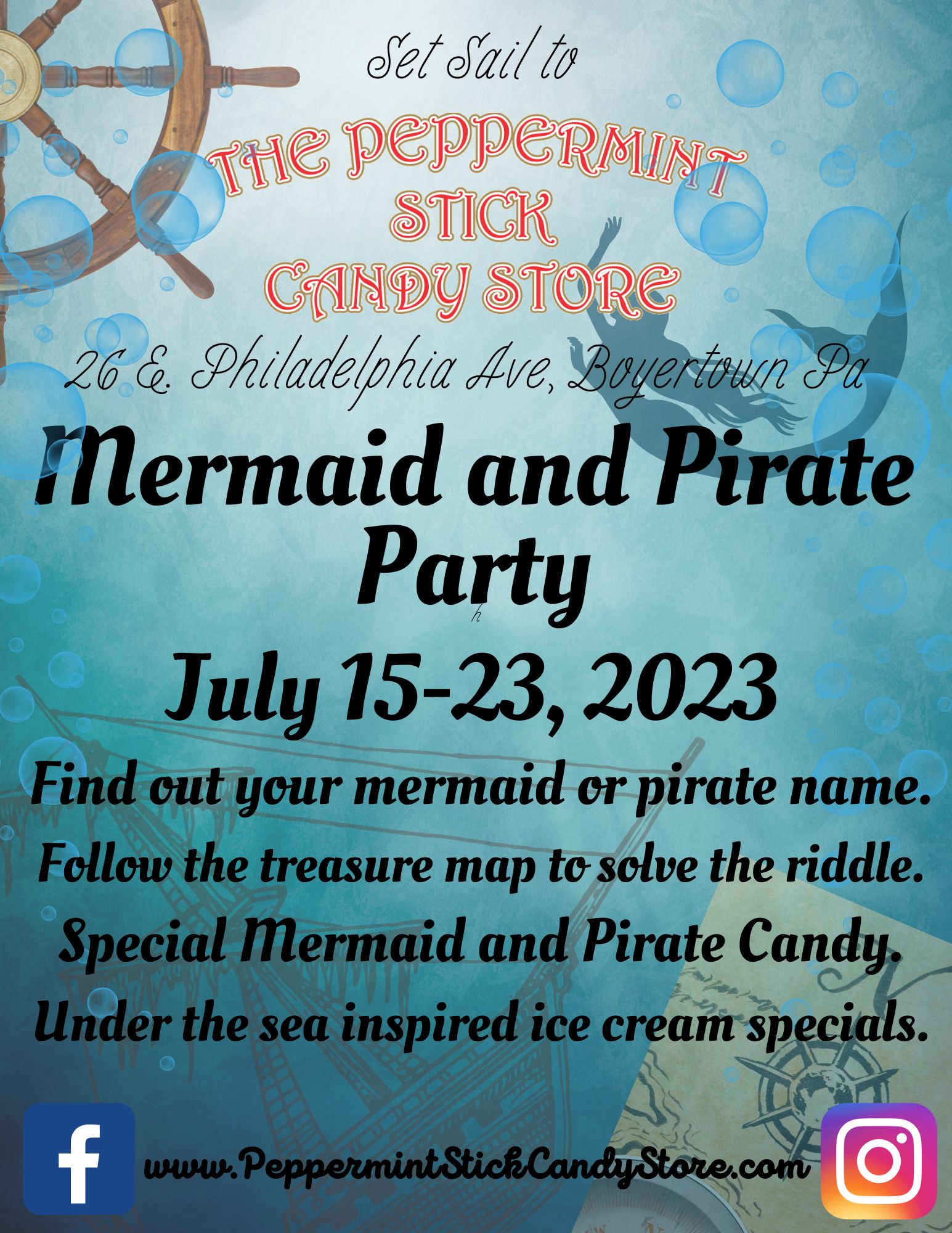 Mermaid And Pirate Party Peppermint Stick